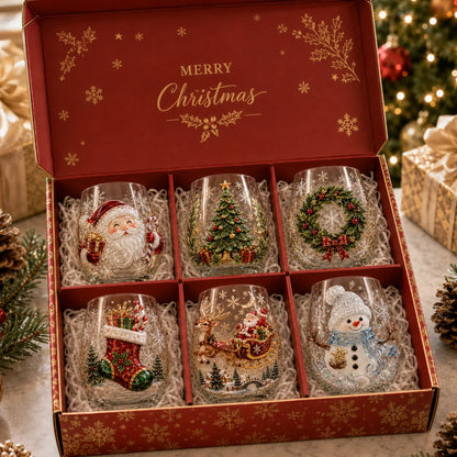 Purpose-Built Magical 3D Glass Cup Collection – Santa, Reindeer
