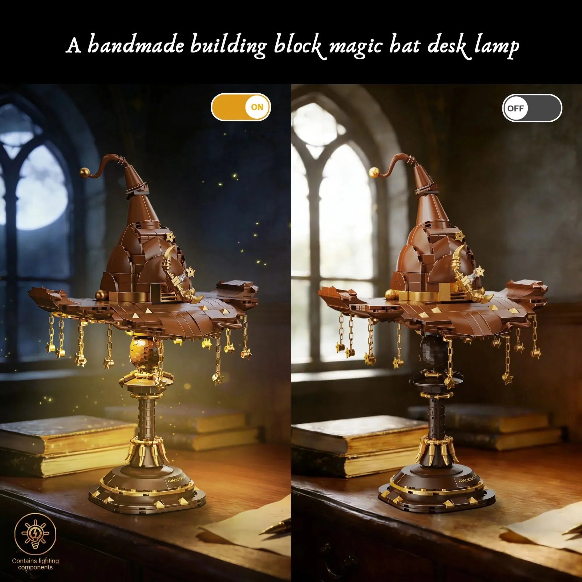 Decorative Magic Hat Building Blocks Desk Lamp for Focused Lighting