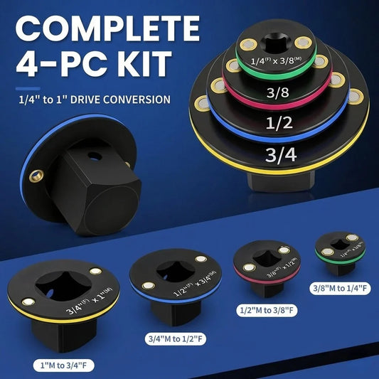 4-Piece Low-Profile Magnetic CR-MO Impact Socket Adapter Kit