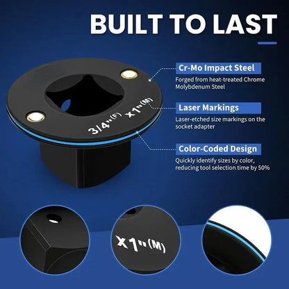 4-Piece Low-Profile Magnetic CR-MO Impact Socket Adapter Kit