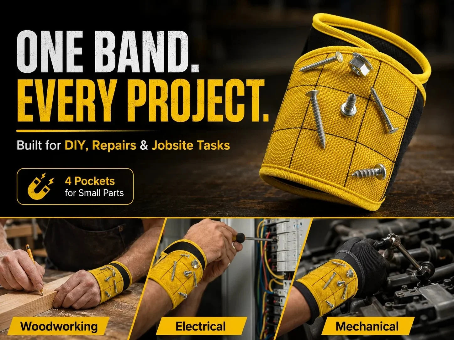 Workshop-Ready Magnetic Tool Wristband – Hands- Hardware