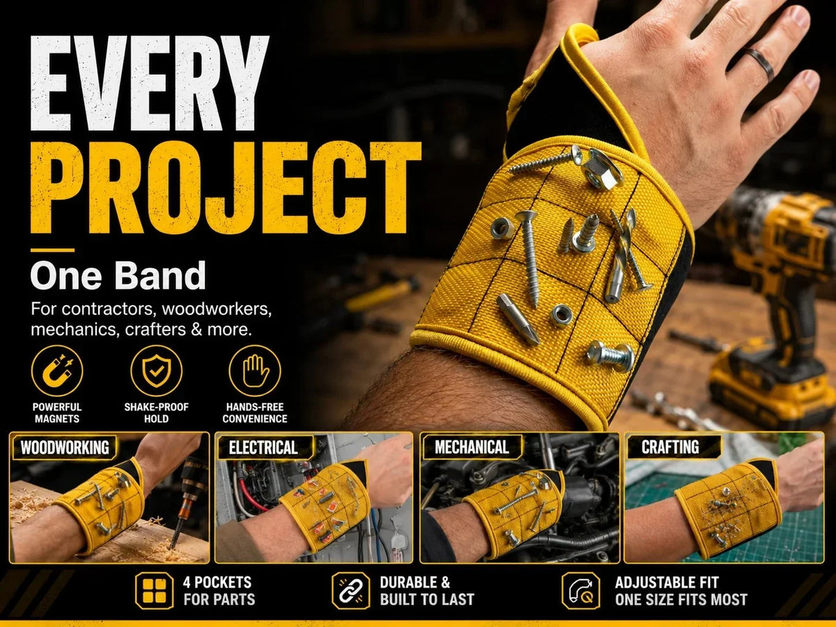 Workshop-Ready Magnetic Tool Wristband – Hands- Hardware