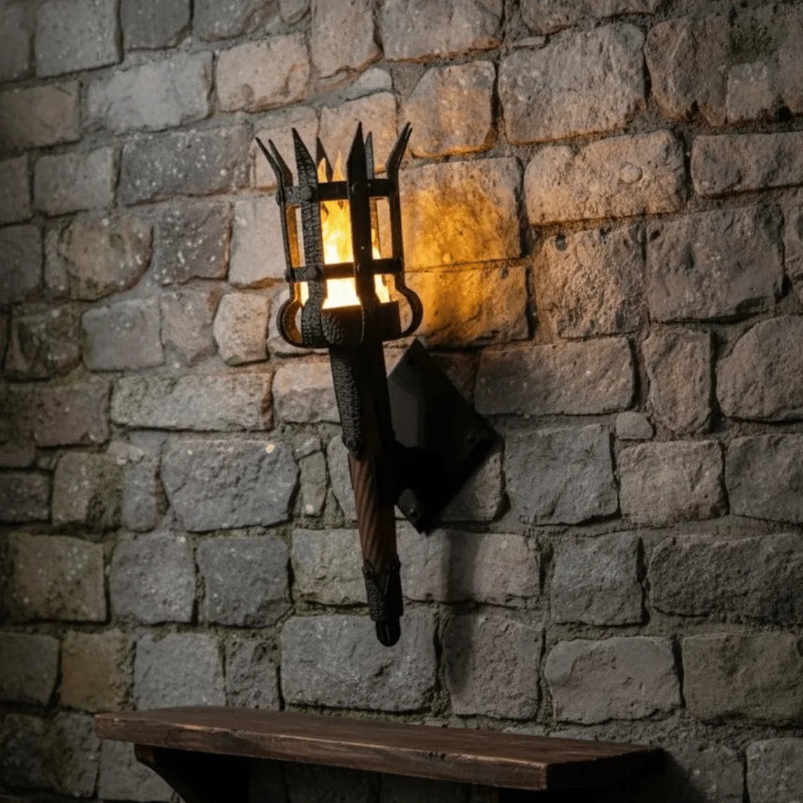 Decorative Medieval Torch Wall Sconce: Battery LED Realistic Candle