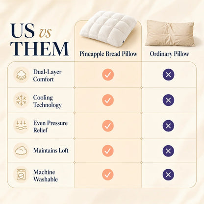 Purpose-Built Pineapple Bread Grid Pillow – Dual Layer Fluffy Cooling