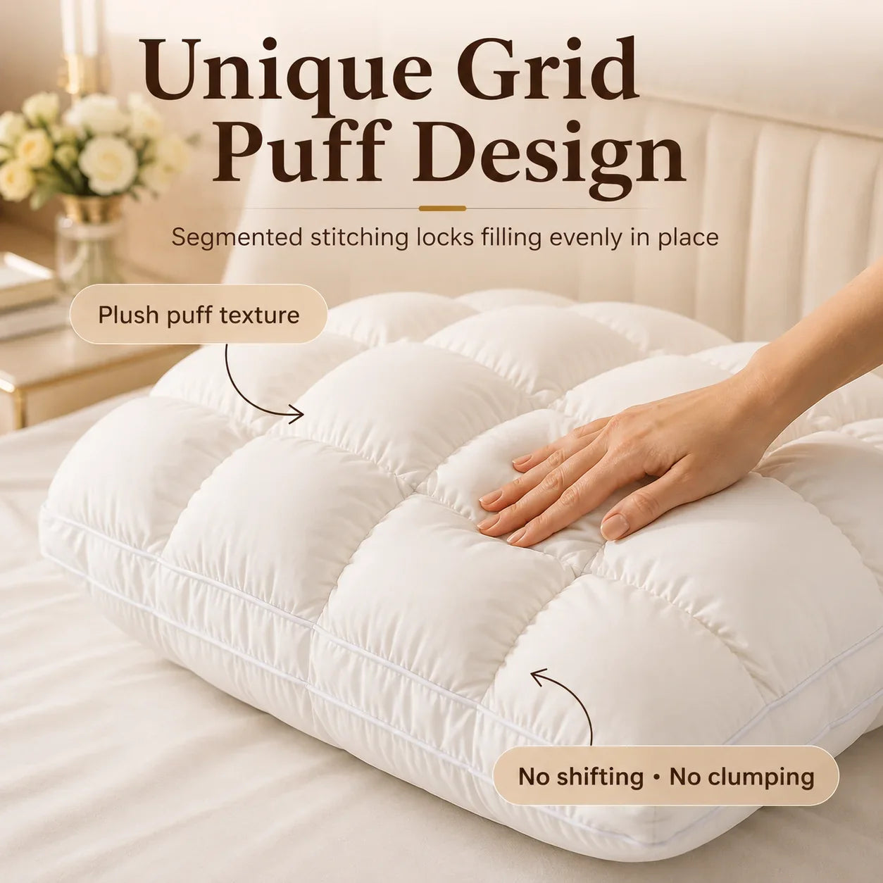 Purpose-Built Pineapple Bread Grid Pillow – Dual Layer Fluffy Cooling