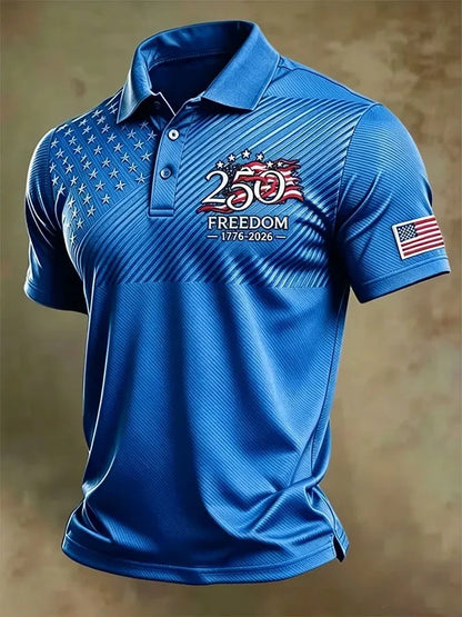 Distinctive Men's Retro "Patriot" Color-Block Short-Sleeve Polo