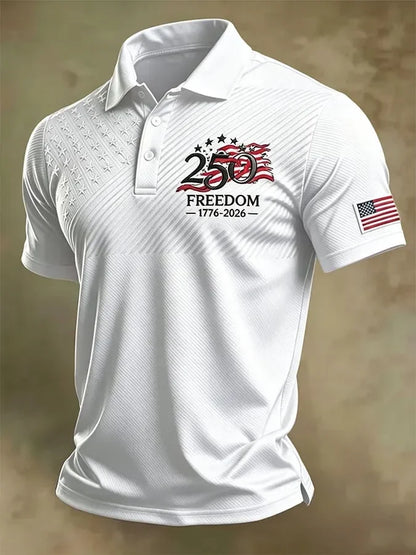 Distinctive Men's Retro "Patriot" Color-Block Short-Sleeve Polo