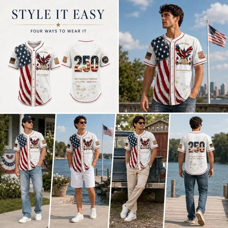 Distinctive Men's USA 250th Anniversary Baseball Jersey Patriotic