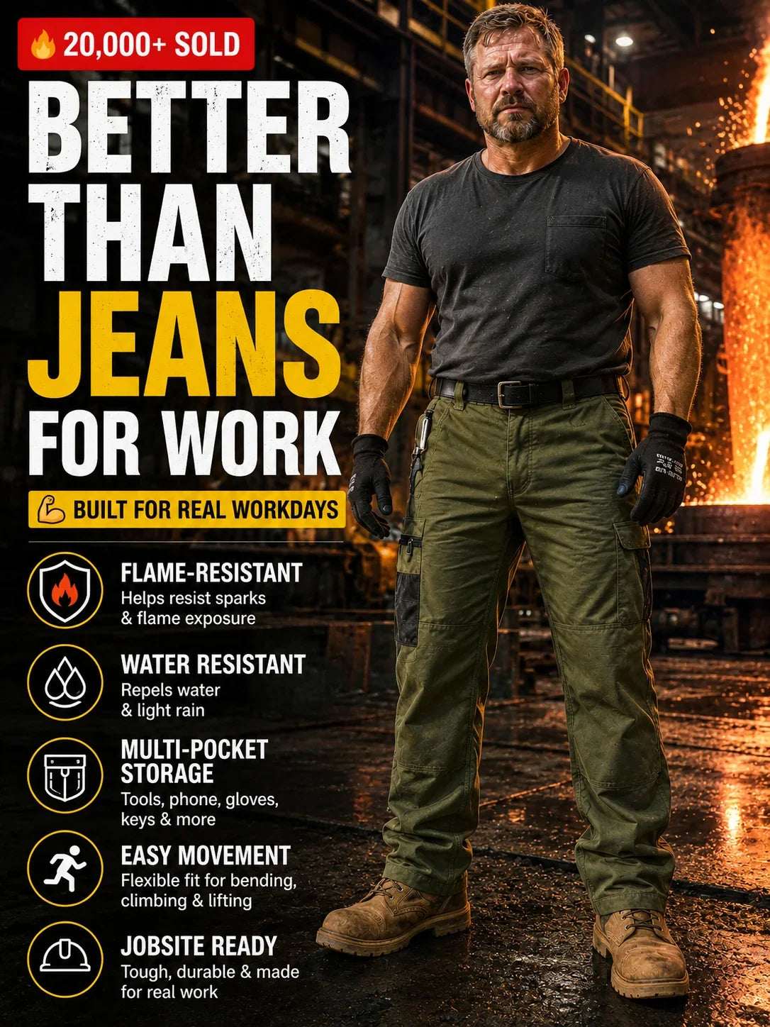 Purpose-Built Men’s FR Tactical Work Pants – Flame-Resistant, Tougher