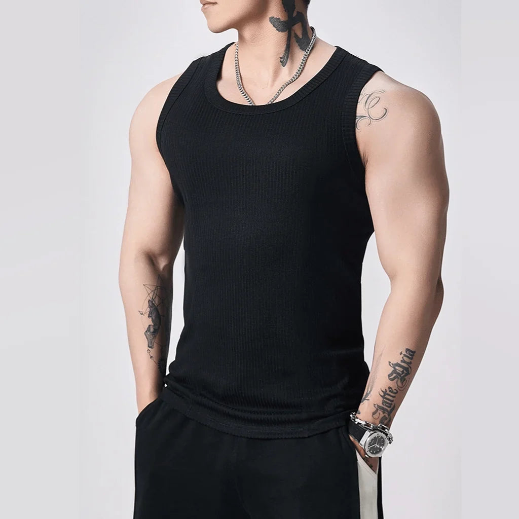 Purpose-Built Men's Wide Strap Ribbed Tank Top for Everyday Use