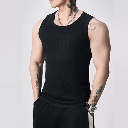 Purpose-Built Men's Wide Strap Ribbed Tank Top for Everyday Use