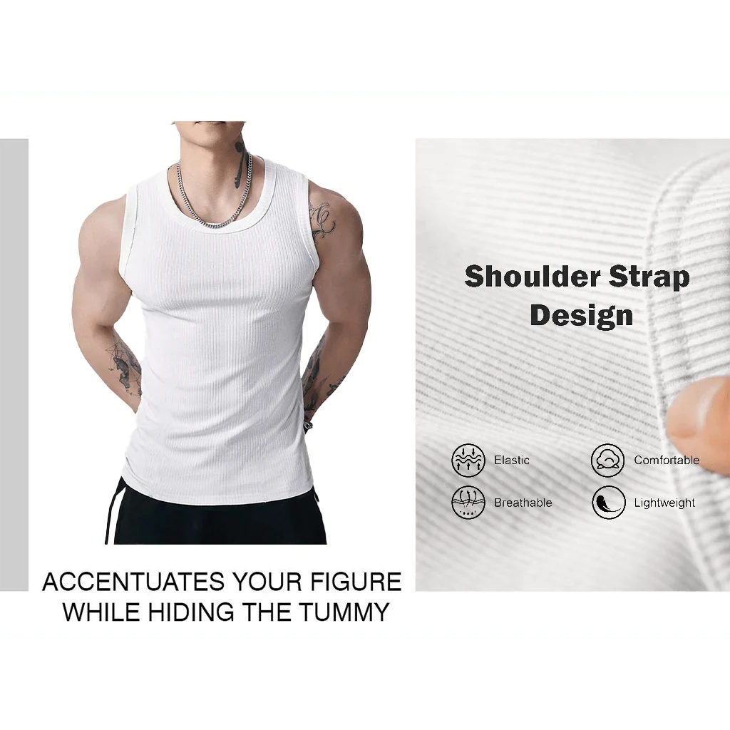 Purpose-Built Men's Wide Strap Ribbed Tank Top for Everyday Use