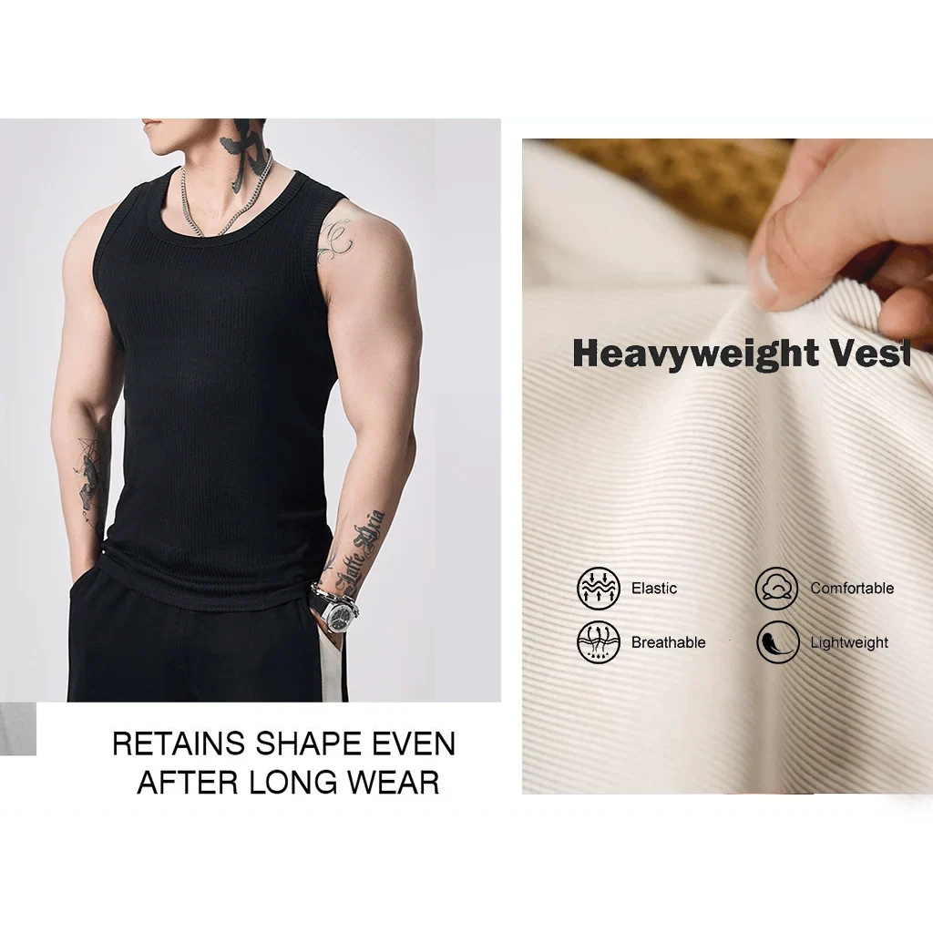 Purpose-Built Men's Wide Strap Ribbed Tank Top for Everyday Use