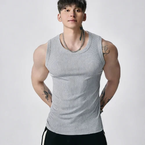 Purpose-Built Men's Wide Strap Ribbed Tank Top for Everyday Use