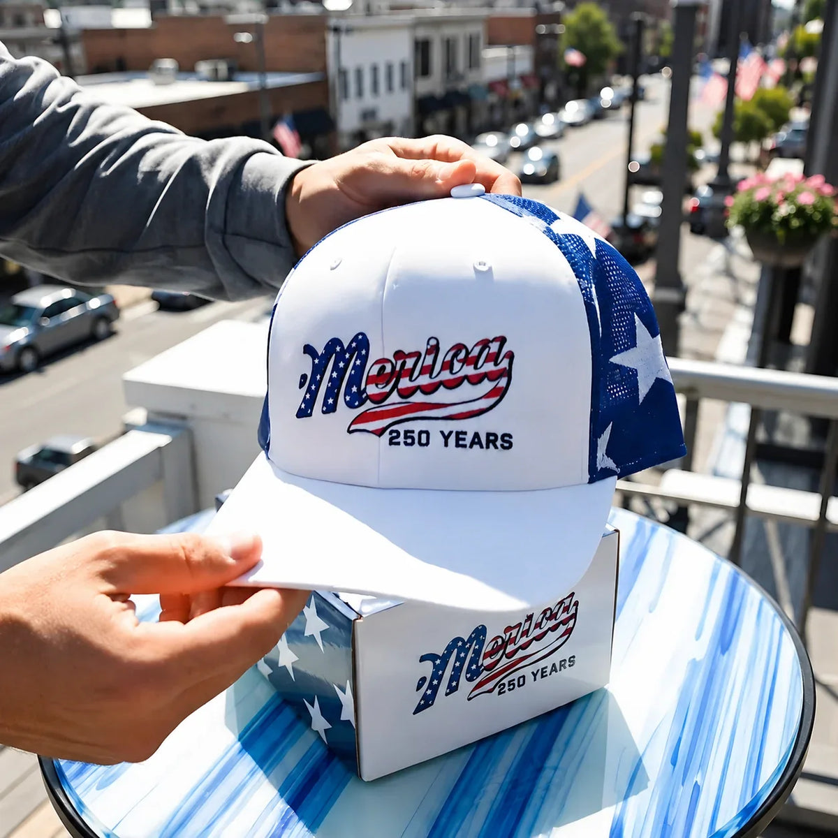 Distinctive 'Merica 250 Years Embroidered Mesh Back Trucker
