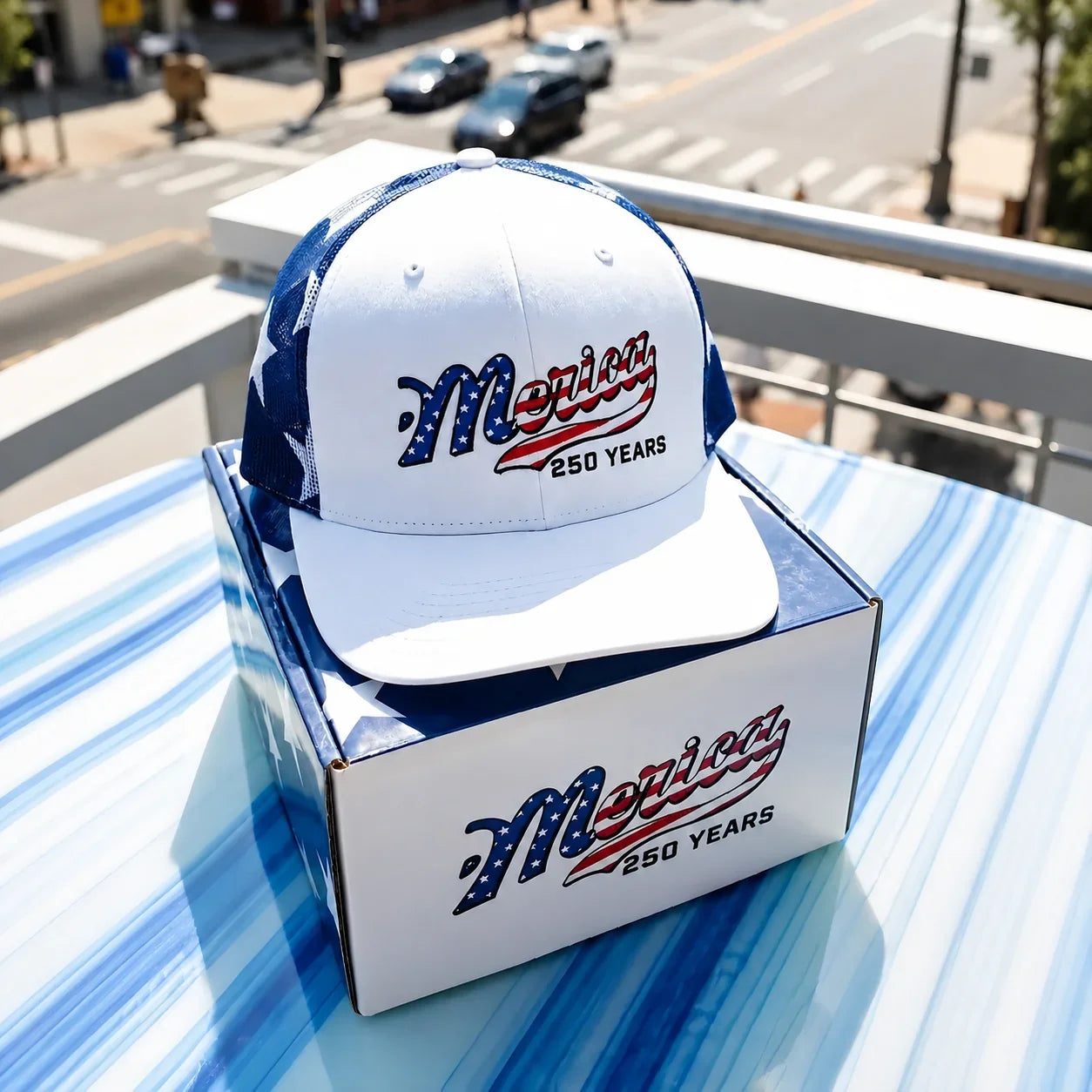 Distinctive 'Merica 250 Years Embroidered Mesh Back Trucker