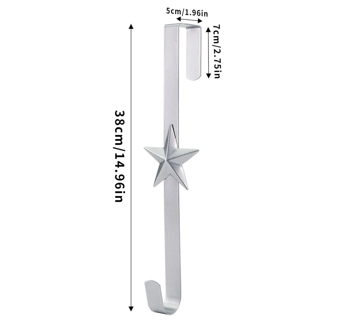 Space-Saving Metal Over The Door Wreath Hanger – Snowflake Tree Star