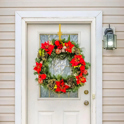 Space-Saving Metal Over The Door Wreath Hanger – Snowflake Tree Star
