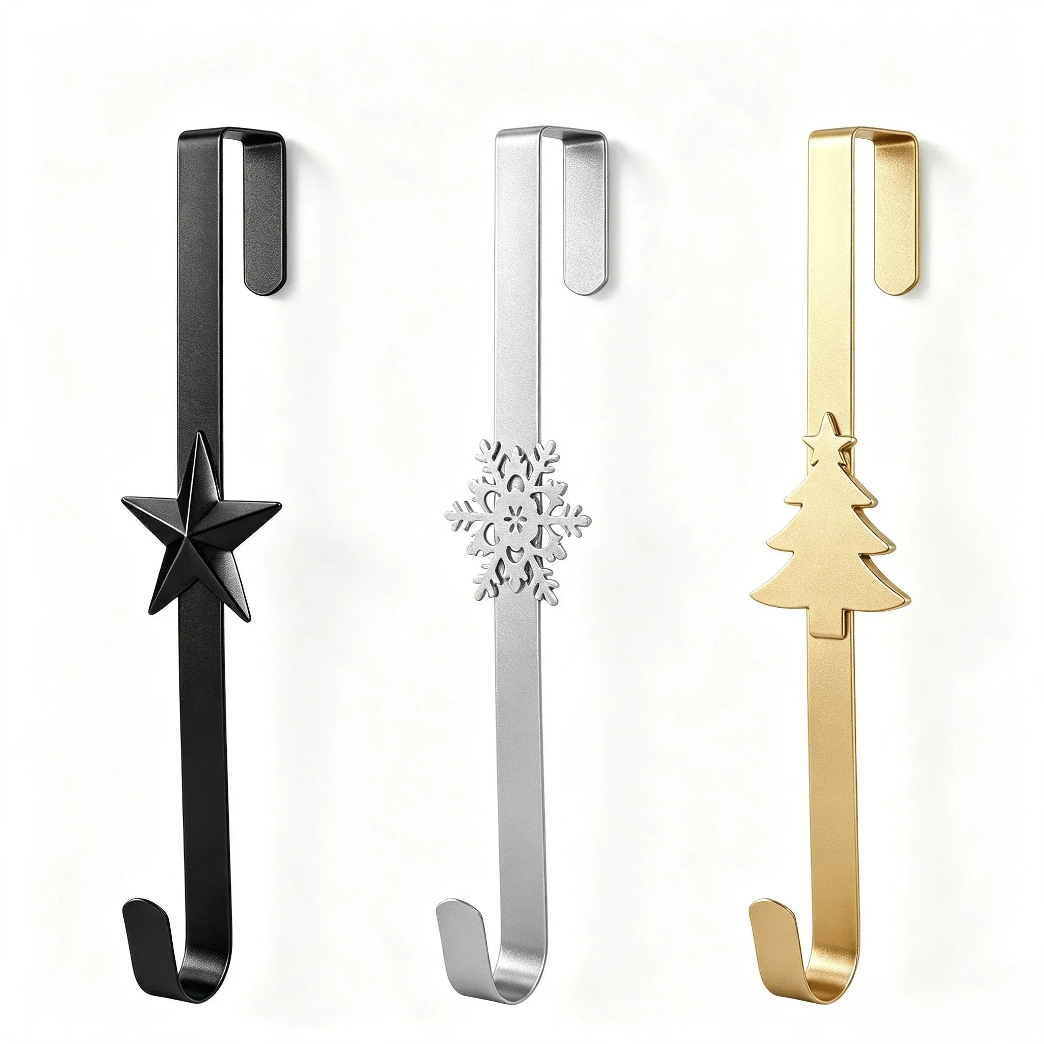 Space-Saving Metal Over The Door Wreath Hanger – Snowflake Tree Star