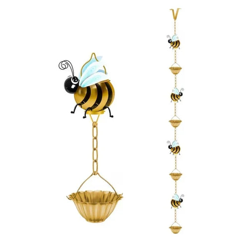 Outdoor Whimsical Bee Rain Chain – Transforming Rainy Days into a
