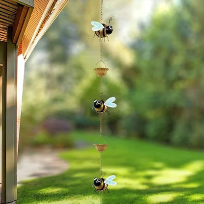Outdoor Whimsical Bee Rain Chain – Transforming Rainy Days into a
