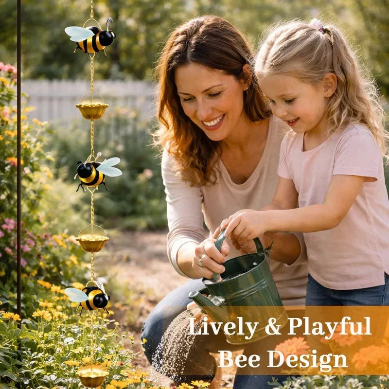 Outdoor Whimsical Bee Rain Chain – Transforming Rainy Days into a