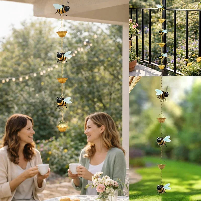 Outdoor Whimsical Bee Rain Chain – Transforming Rainy Days into a