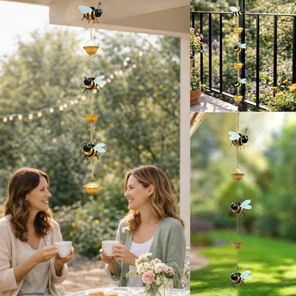 Outdoor Whimsical Bee Rain Chain – Transforming Rainy Days into a