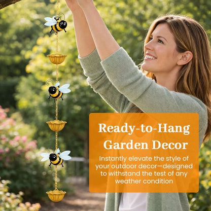 Outdoor Whimsical Bee Rain Chain – Transforming Rainy Days into a