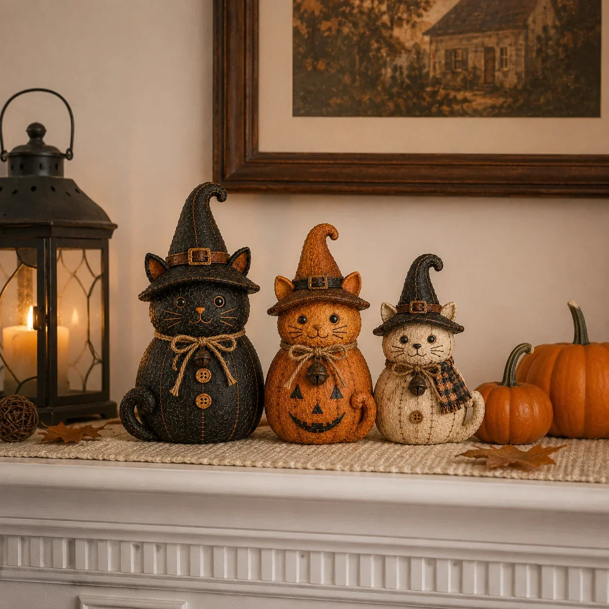 Pet-Friendly Vintage Witch Cat & Dog Decor Set for Daily Pet Care