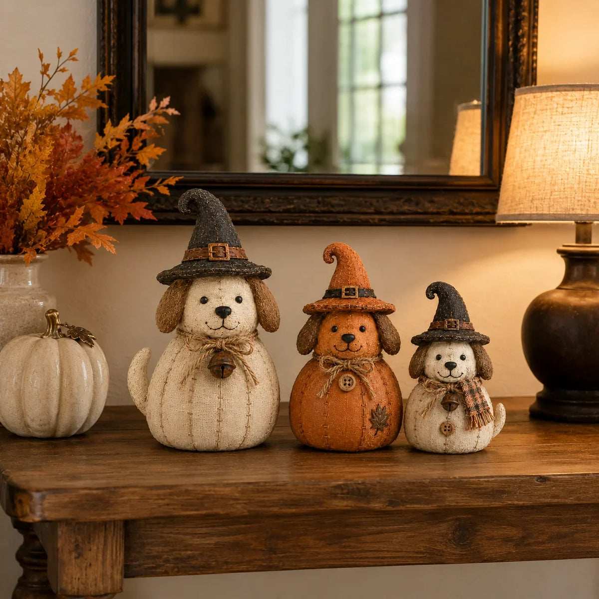Pet-Friendly Vintage Witch Cat & Dog Decor Set for Daily Pet Care