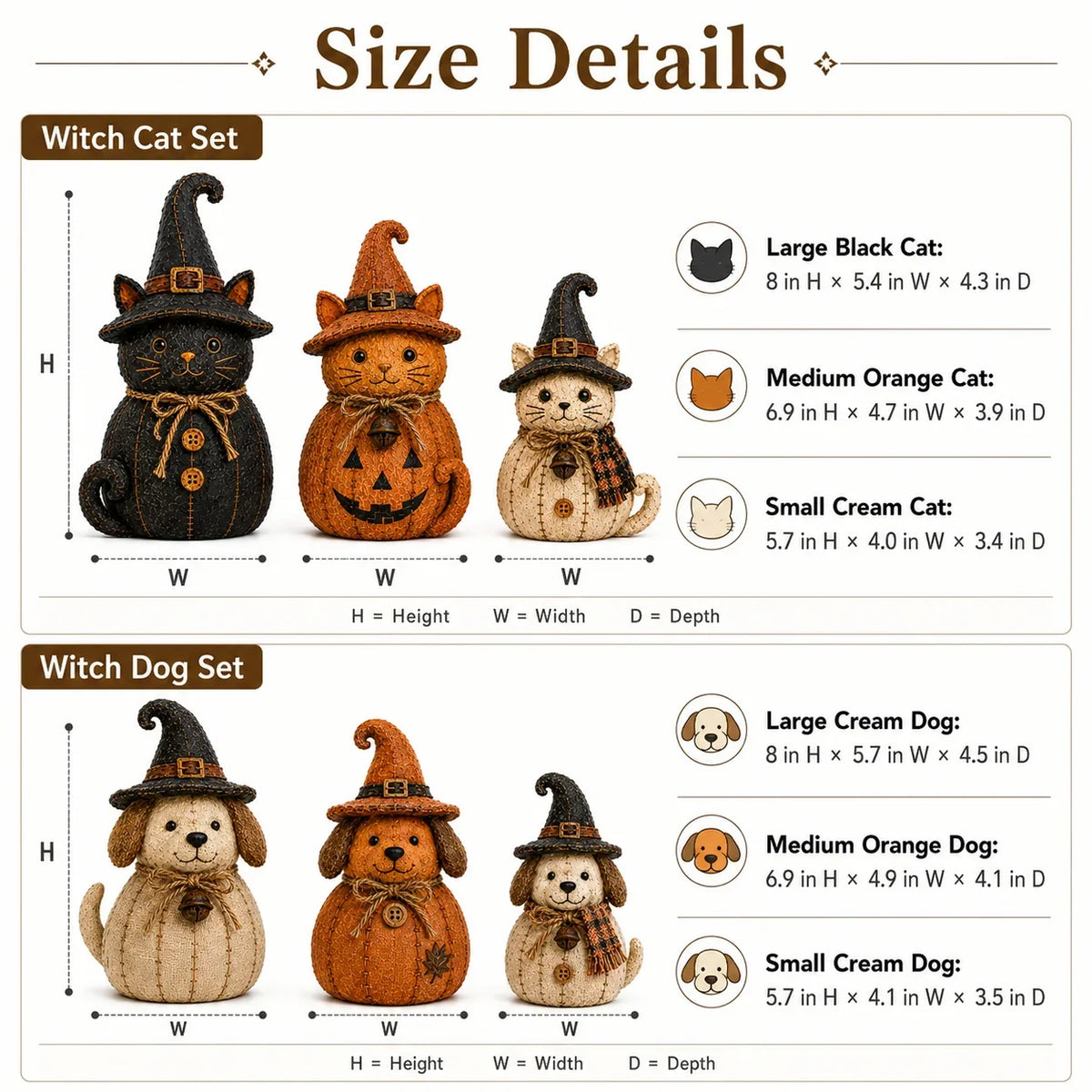Pet-Friendly Vintage Witch Cat & Dog Decor Set for Daily Pet Care