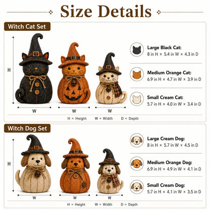 Pet-Friendly Vintage Witch Cat & Dog Decor Set for Daily Pet Care
