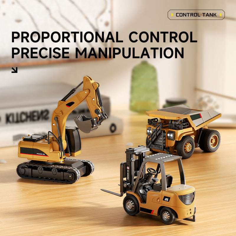 Vehicle-Ready RC Construction Vehicle Toy Set with Excavator, Dump