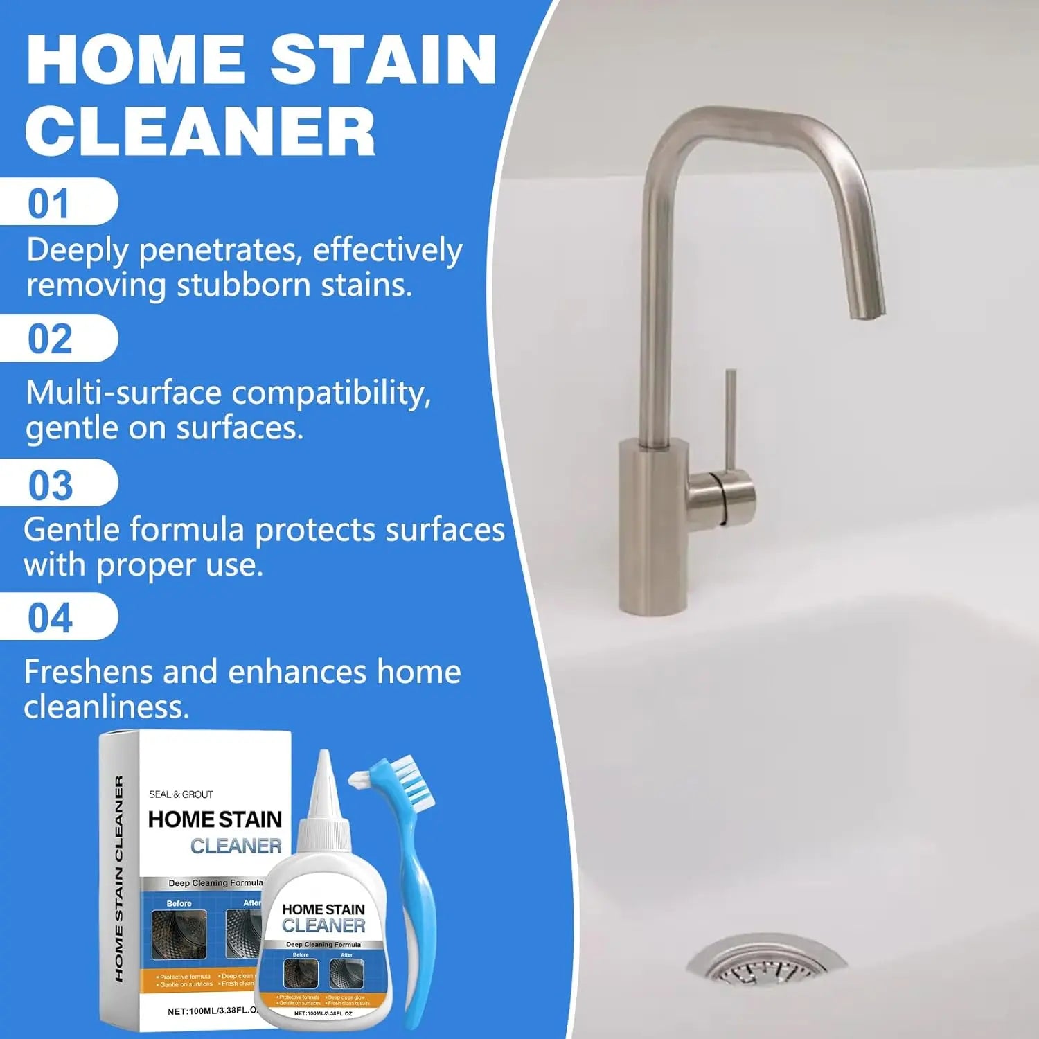 Clinging Mold-Stain Cleaning Gel and Detail Scrub Brush