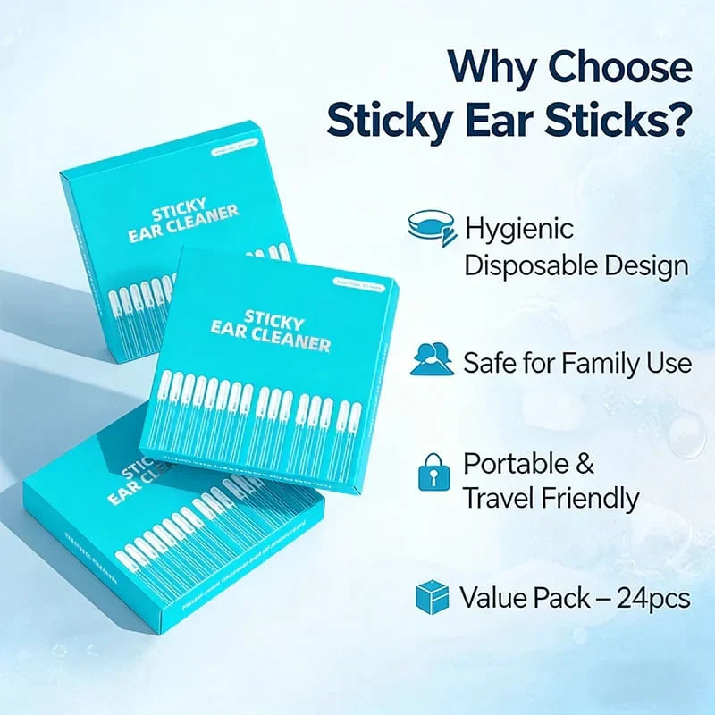 Vehicle-Ready Sticky Ear Cleaning Sticks - Gentle, Visible Ear