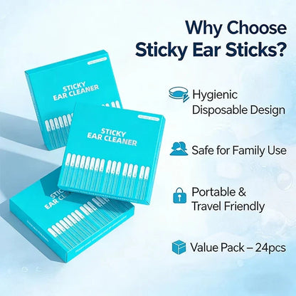 Vehicle-Ready Sticky Ear Cleaning Sticks - Gentle, Visible Ear