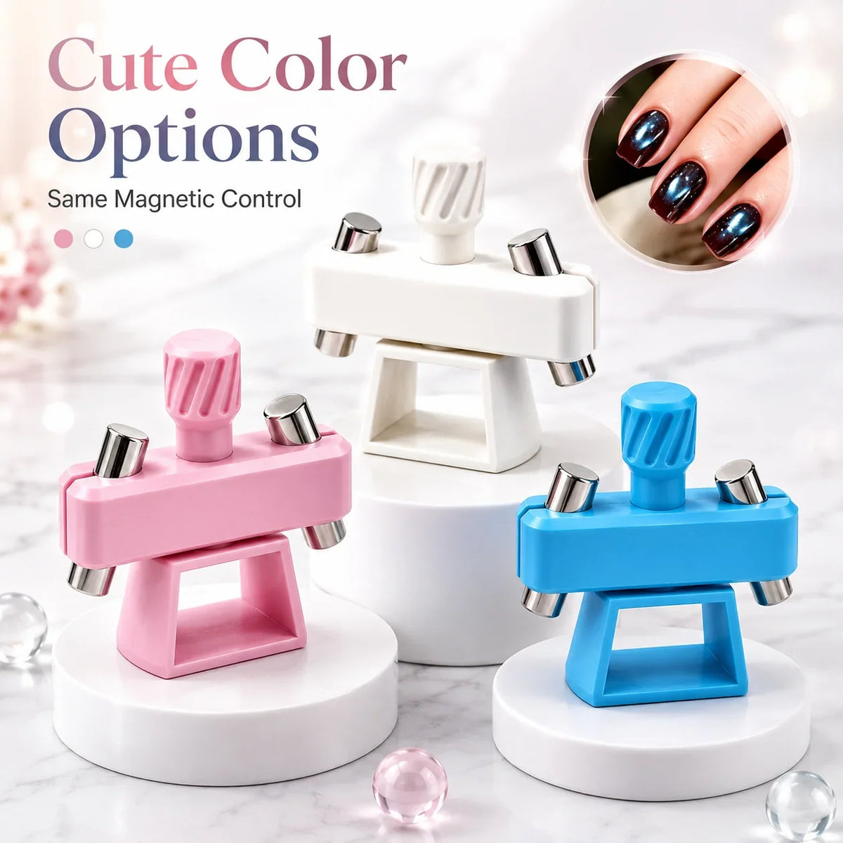 Pet-Friendly Glass Bead Cat-Eye Nail Magnet Tool – 3D Cat-Eye