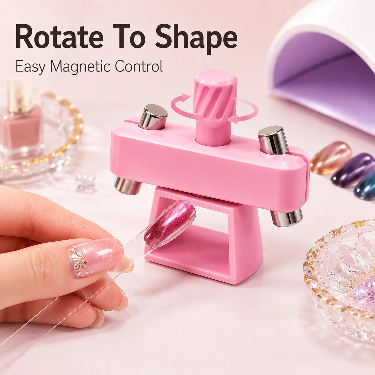 Pet-Friendly Glass Bead Cat-Eye Nail Magnet Tool – 3D Cat-Eye
