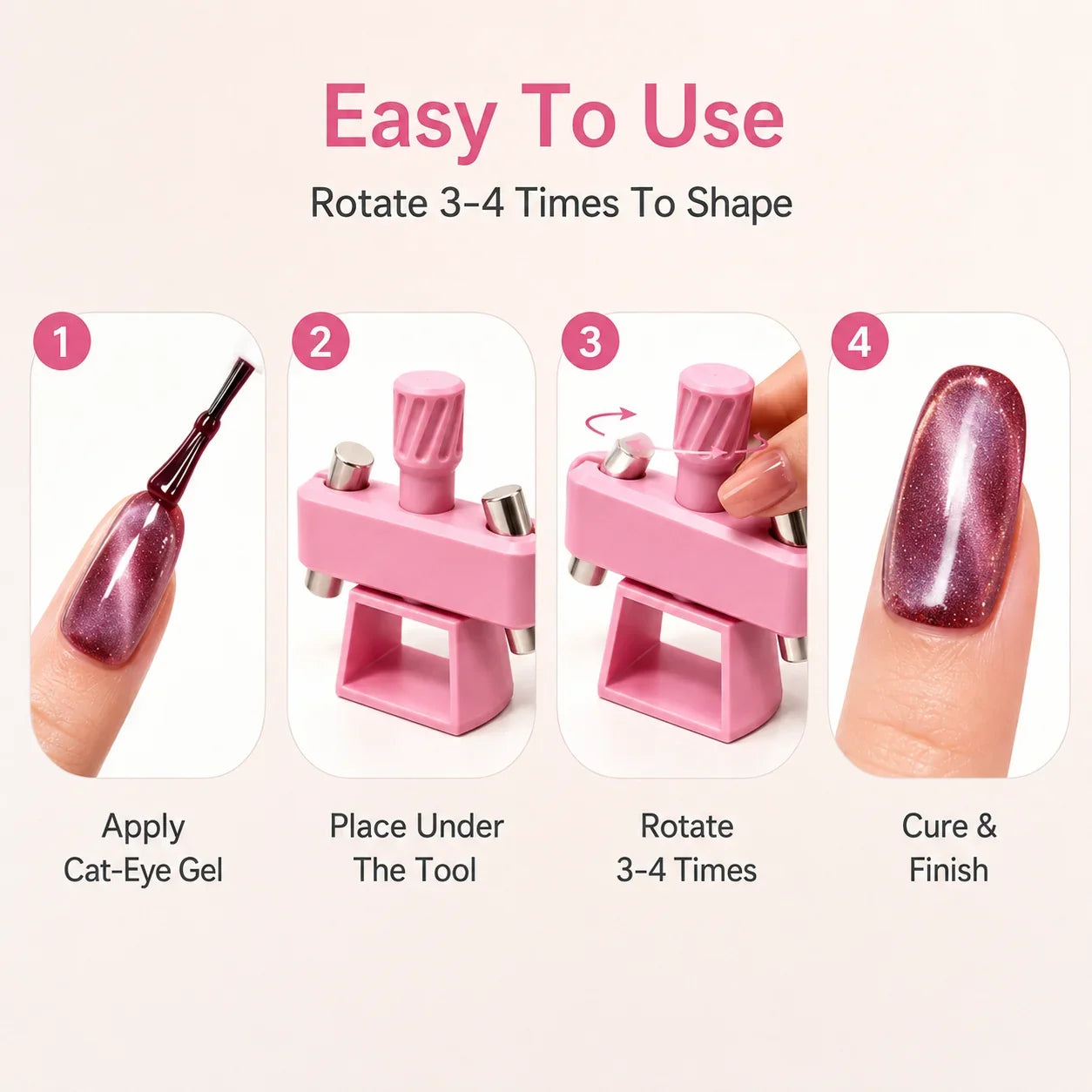 Pet-Friendly Glass Bead Cat-Eye Nail Magnet Tool – 3D Cat-Eye