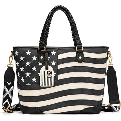 Space-Saving Montana West Vintage American Flag Tote Bag – Western