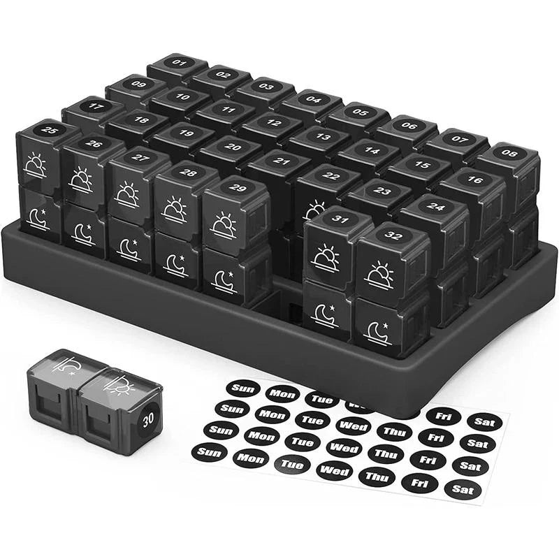Space-Saving Monthly AM/PM Pill Organizer – Twice-a-Day Medicine &