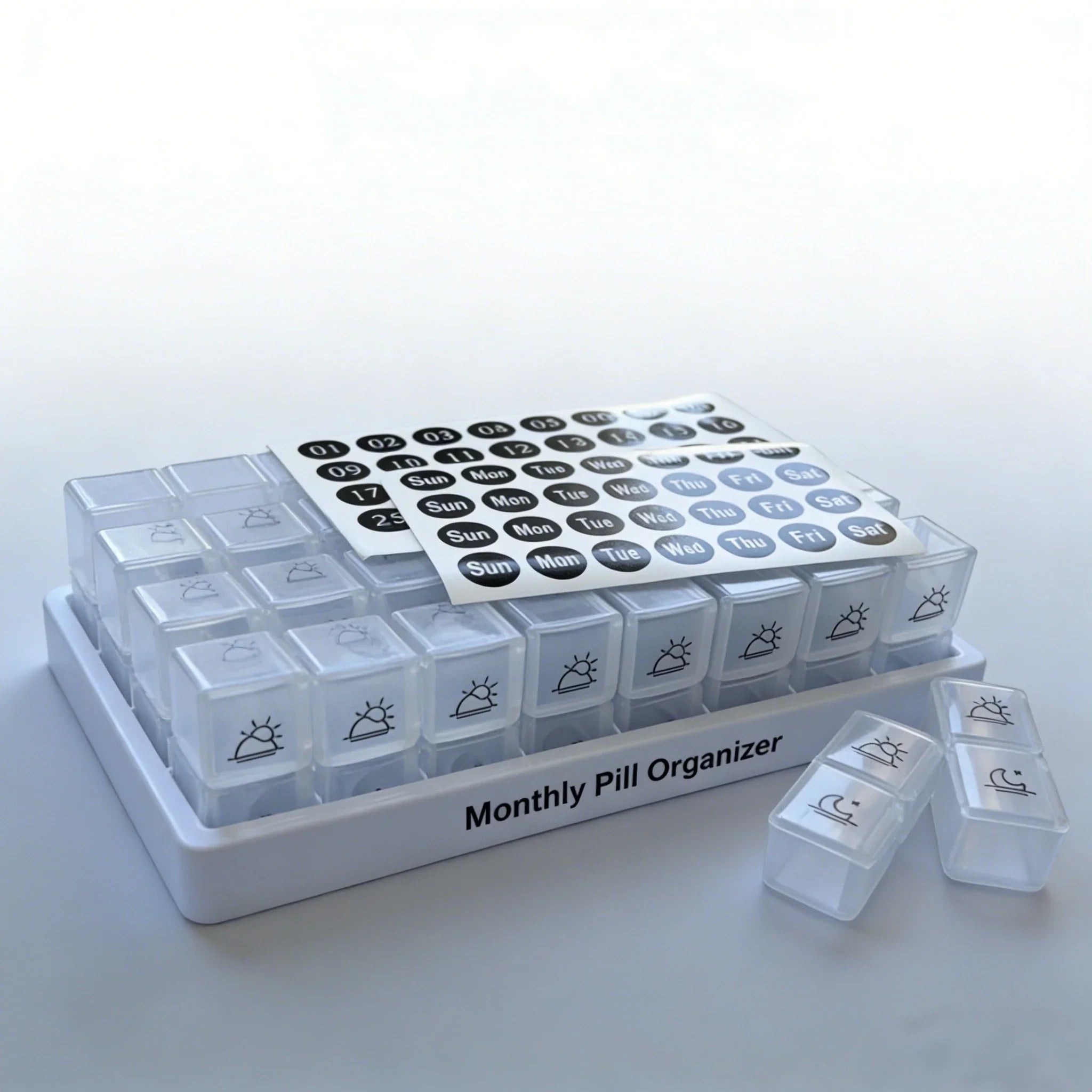 Space-Saving Monthly AM/PM Pill Organizer – Twice-a-Day Medicine &