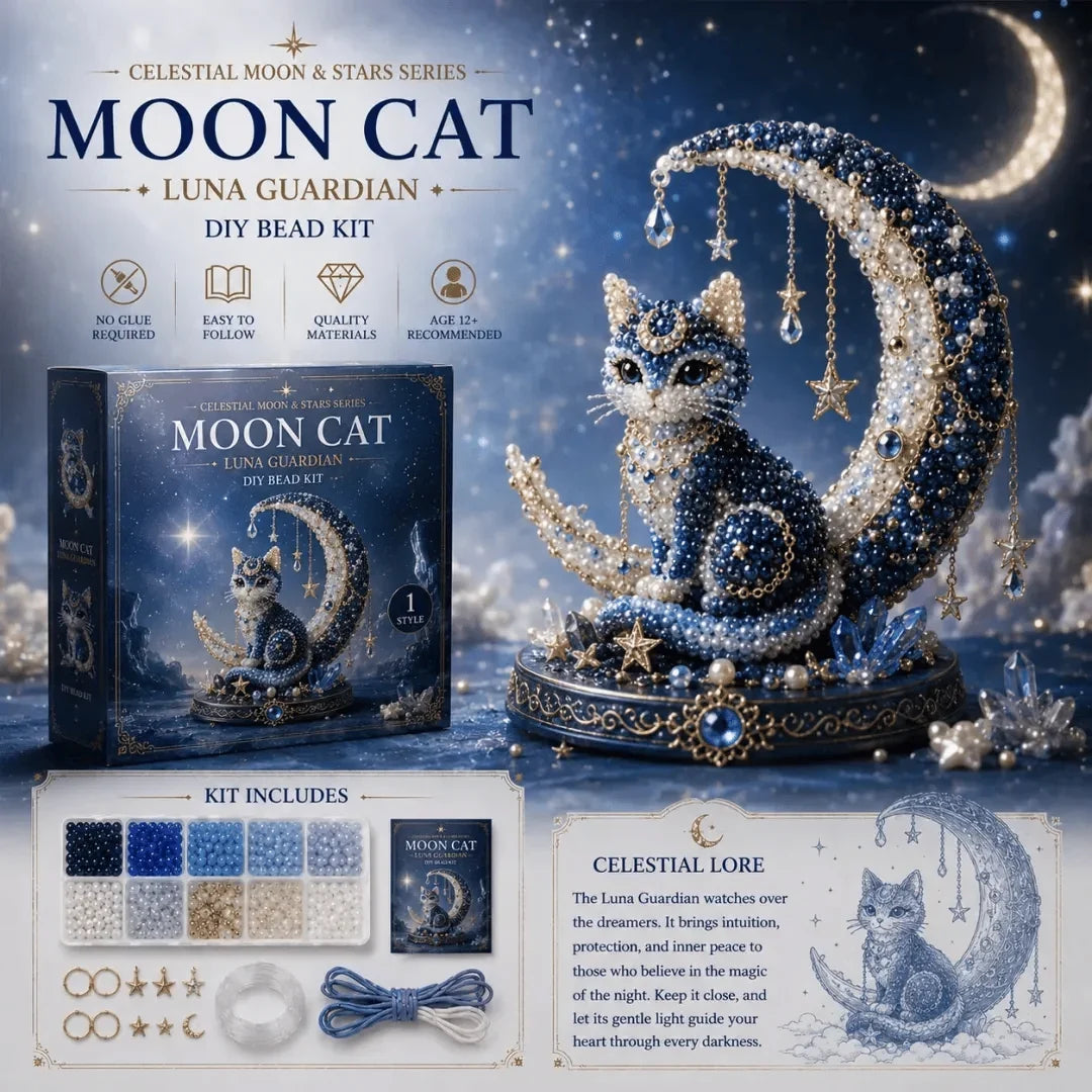 Luna Cat Celestial Bead-Art Kit with Moon and Star Details