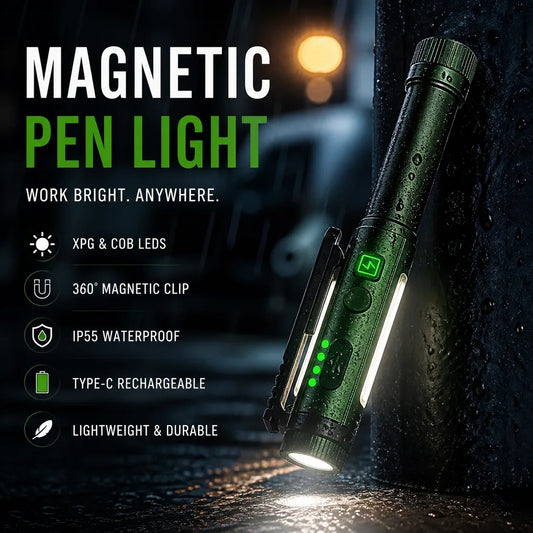 Pen-Shaped Magnetic LED Work Light with Rotating Head