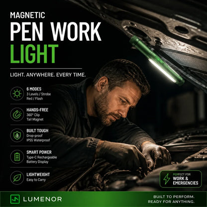 Pen-Shaped Magnetic LED Work Light with Rotating Head