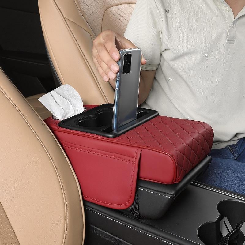 Vehicle-Ready Multifunctional PU Leather Car Armrest Box