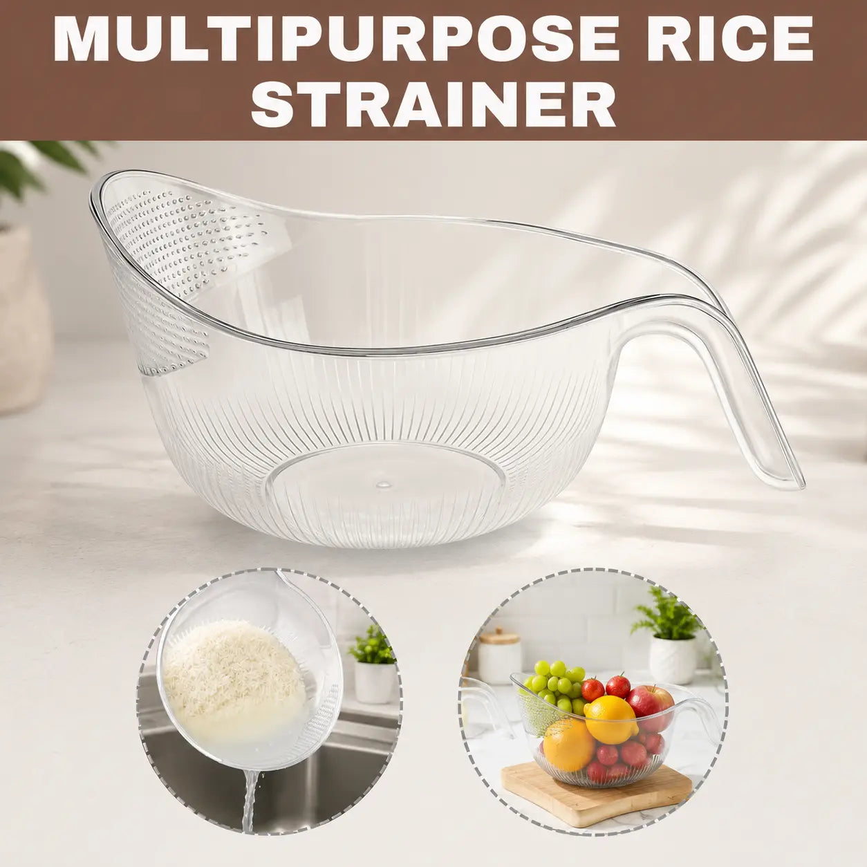 Practical Multi-Functional Rice Strainer with Handl – Multi Functional