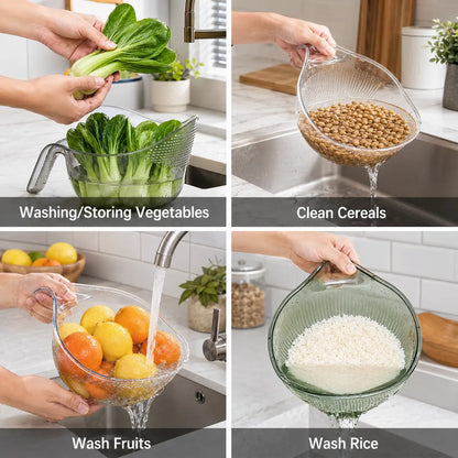 Practical Multi-Functional Rice Strainer with Handle, BPA- Kitchen