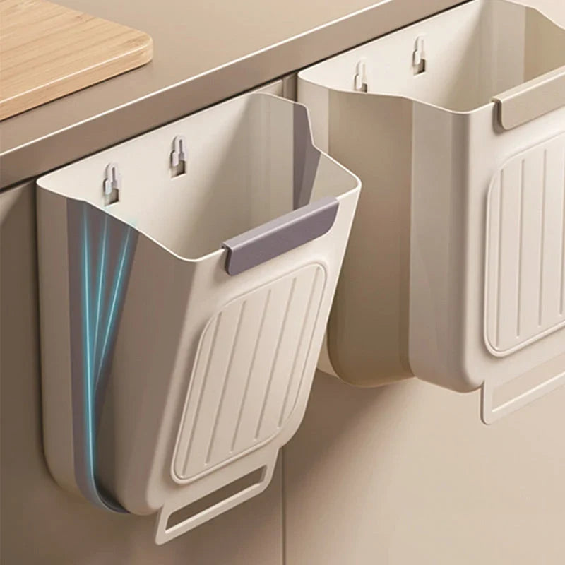 Space-Saving Collapsible Hanging Trash Can for Kitchen Cabinets
